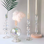 Candle Stick Candle Holder, Glass Candle Holders for Table Centerpiece, Modern Style Iridescent Candle Holder Mixed 4pcs - color: Iridescent