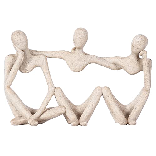 BMLCGJ Thinker Statue Gold Decor Abstract Art Sculpture, Golden Resin Collectible Figurines for Home Living Room Office Shelf Decoration,Great Gifts Ideas (Conjoined Body-Sandstone) - color: Conjoined Body-sandstone