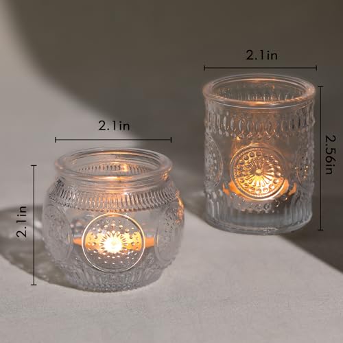 30 Pcs Assorted Clear Votive Candle Holders, Wedding Centerpieces Table Decorations, Glass Tea Lights Candle Holder for Party Decorations, Vintage Boho Candle Holders Bulk for Wedding Receptions - color: Clear