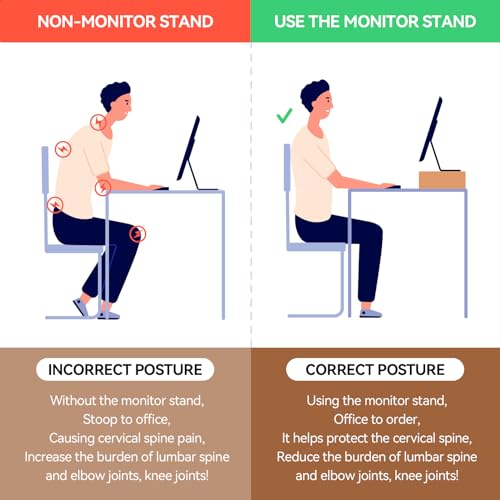 KIRIGEN Monitor Stand Wooden -Desk Stand Wood for Computer/Laptop/TV Printer - Monitor Arms & Stands Desk Riser for Office Organizers - Desktop Workspace Platforms Stands (39,Natural) - color: Natural, size: 39cm