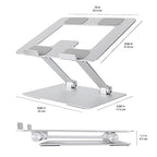 Amazon Basics Sturdy and Portable Ergonomic Laptop Stand for Desk, Height Adjustable Riser with Ventilated Cooling, Foldable, Fits all Laptops up to 15.6 Inch, Silver