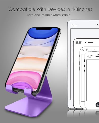 CreaDream Cell Phone Stand, Cradle, Holder,Aluminum Desktop Stand Compatible with Switch, All Smart Phone, iPhone 11 Pro Xs Max Xr X Se 8 7 6 6s Plus SE 5 5s-Dark Purple - color: Dark Purple