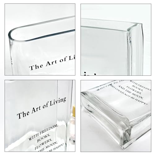 Aoderun Book Vase for Flowers Clear Glass Vase for Book Lovers Unique Flower Vase for Bookshelf Living Room Dining&Coffee Table Kitchen Office Home Decor