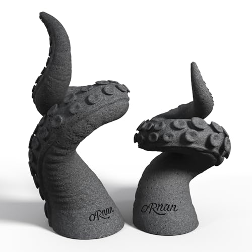 Octopus Candlestick Holders True Natural Reclaimed Stone, Set of 2 Premium Reclaimed Stone Candlestick Holder for Wedding Dinning Party, Candle Stand for 3/4 inch Thick Candles Color Black