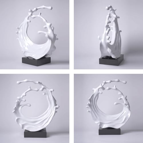 Abstract Sculpture Decor Modern Art Gift Sea Wave Figurine Table Centerpiece Statue for Living Room Bedroom Office White 16.5 Inch - color: White