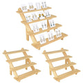2 Pack 4 Tier Wooden Display Stand Riser Detachable Wood Earring Display Cupcake Stands Jewelry Display for Vendors with Groove or Jewelry Cupcake Vendors Retail