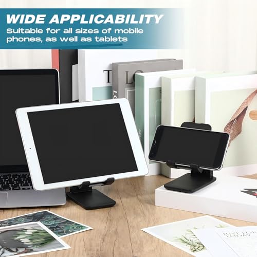 Wonderjune 12 Pcs Cell Phone Stand for Desk Phone Holder Stand Foldable Angle Height Adjustable Portable Holder Tablet for Office Travel Photography (Black) - color: Black