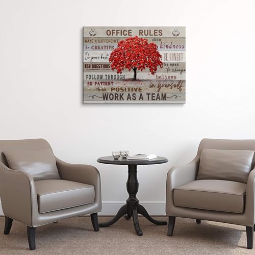 HDXUFJQ Inspirational Wall Art For Office Office Rules Canvas Wall Art Team Rules Motivation Positive Quotes Wall Decor Teamwork Painting Prints for Home Ready to hang(12"x16") - color: Office Rules, size: 16"L x 12"W