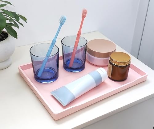 Pink Serving Tray (11.8 x 8.7 inch) for Serving Accessory, Spa, Coffee, Drinks, Wine, Tea, Bar, Party, Seasoning, Perfume and Display Use. - color: Pink-1 Tray, size: 11.8" x 8.7" x 0.8"