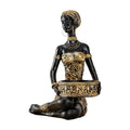African Sitting Woman Handled Tray Resin Statue Tribal Art Figurine, Multi-Purpose Decorative Bowl Candy Dish Key Holder Jewelry Vanity Tray, Unique Housewarming Gift for Living Room Entryway Office