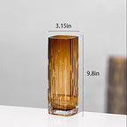 Modern Minimalist Glass Square vase, Crystal Glass vase, vase, Dry vase (Amber) - color: Amber