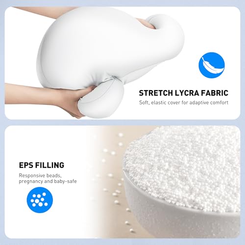 AboveTEK Tablet Pillow Stand for Bed, Hands-Free 360° Adjustable iPad Pillow Holder for Lap Reading w/Soft Bean Bag, Ideal Gift for Mom, Fits 4.7" to 12.9" Tablet, Phone, Kindle, White - color: White