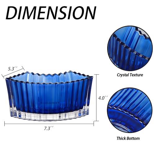 MCMCNCUIU Crystal Vases for Centerpieces, Flower Vases for Wedding Centerpieces, Blue Glass Vase for Flowers, Curve Small Vase for Living Room, Bedroom, Kitchen, Dining Table, Set of 2 - color: Blue