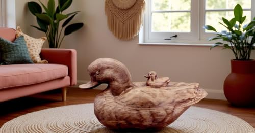 Hymmah Duck Home Decor Statue Rustic Home Decorations for Living Room, Boho Sculpture Resin Animal Collectible Figurines for Indoor Decor - color: Brown-m
