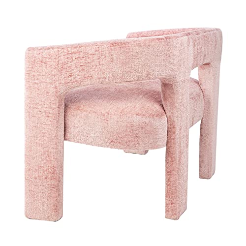 Jofran Gwen Modern Luxury Jacquard Fabric Upholstered Hallway Bedroom Sculpture Bench, 49" W X 22" D X 29.5" H, Pink - color: Pink