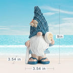 Etlemonde Beach Gnomes Statues, Ocean Gnomes, Nautical Themes Decoration, Resin Gnome Holding a Surfboard, 8.6 Inches - color: Surfboard