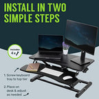 TechOrbits Standing Desk Converter-32-inch Height Adjustable, MDF Wood, Sit Riser-Black, 32" - size: 32" MDF Wood