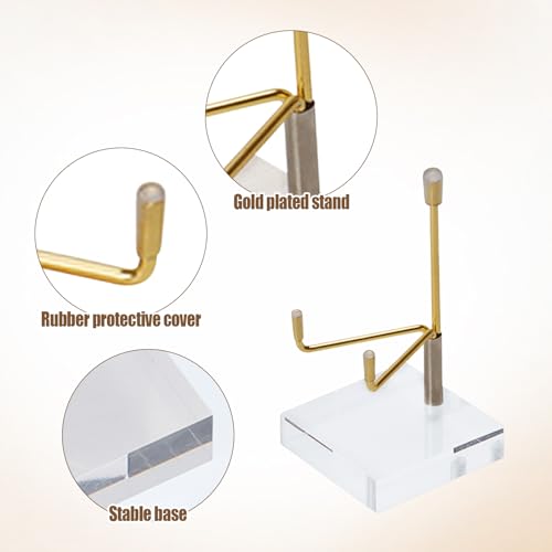 6pc Rock Display Stand, Adjustable Metal Arms Display Stand with Base Crystal Display Stand Small Rock Collection Display Mineral Display Easel for Crystal Gemstones Geodes Fossils (Clear Acrylic) - color: Clear Acrylic
