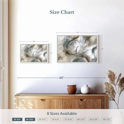 ElephantStock - Allegro Wall Art - Horizontal Floating Framed Canvas - Living Room Wall Decor - Painting Strokes And Lines Framed Canvas Art - Gray And Brown Decor by Nan - 13" x 9" - color: Floating Frame White, size: 12"L x 8"W
