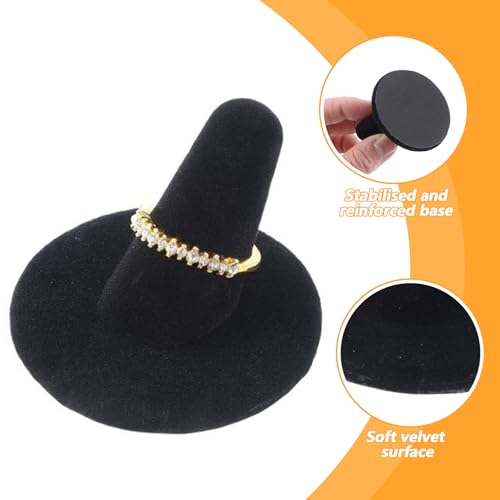 10 Pcs Ring Display Stand Black Velvet Ring Holder Single Rings Organizer For Selling Jewelry Display Stand For Rings Storage