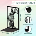 Peacoblue Metal Bookends for Shelves, Modern Decorative Heavy Duty Study Book Ends Stoppers for Office, Desk, Shelf, Room 5.3"x4.3"x7.9" Cast Iron Simple Tall Bookends 1 Pair (Justice Lady Themis) - style: Justice Lady Themis