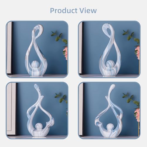 Blue Sculptures Home Decor, Ceramic Statues Coffee Table Decor for Living Room, Table Centerpiece for Dining Room, Shelf, Entry, Modern Minimalist Abstract Art Objects (2pcs) - color: Blue Marble Set