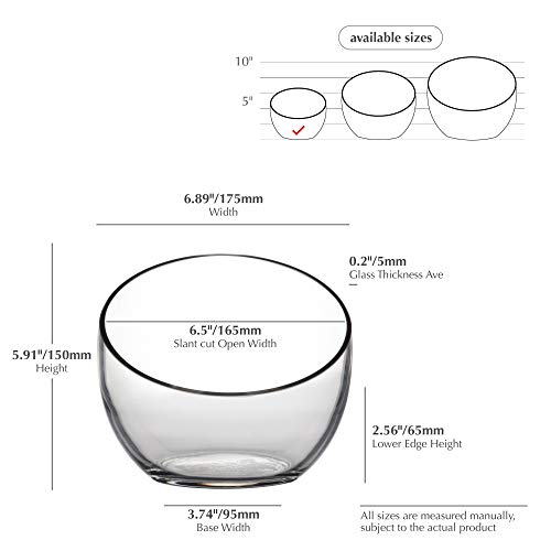 WGVI Clear Slant Cut Bowl Glass Vase, Glass Terrarium, Candy Dish, Glassware, Slant Open: 7". Height: 6" x 2.7". Base: 4" (1 Piece) - size: Slant Bowl 6"H