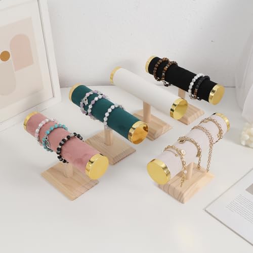 Wooden Watches Display tower Base Watch Necklace Bracelet Organizer Rack Bangle Scrunchie Headband Showcase tower (Velvet Round Black, 1-tiered) - color: Round Velvet Black