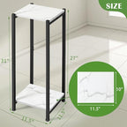Dipion Tall Plant Stand Indoor,31 Inch Plant Stands,2 Tier Metal Plant Stand with Heavy Duty Wood,Marble White and Black