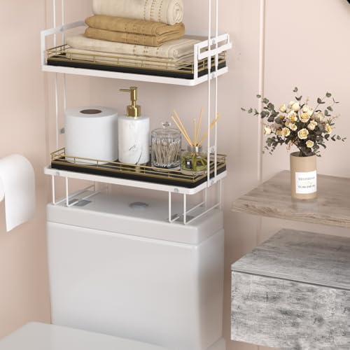 Oak Bathroom Toilet Tank Tray, 13" Paper Storage Basket Tray Back of Toilet Basket Organizer, for Perfume Makeup Candle Kitchen Counter Coffee Table Gold Decor - color: Gold, size: 13" x 6.5" x 1.5"