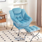 Tiita Lazy Chair with Ottoman, Blue Chiars Modern Large Accent Armchair, Comfy Leisure Sofa Reading Chair with Footrest for Bedroom, Living Room, Dorm Rooms, Garden, Velvet Light Blue - color: Light Blue