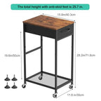 Computer Tower Stand PC Tower Stand with Storage Drawer 2 Tier Wood Rolling CPU Holder Stand Mobile Printer Cart on Wheels for Home Office, Industiral Brown and Black - color: Brown