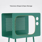 homary Modern End Table TV Shape Side Table, Metal Hollow Accent Table in Fresh Green, Narrow Sofa Table for Living Room Bedroom Apartment Decor (Green)
