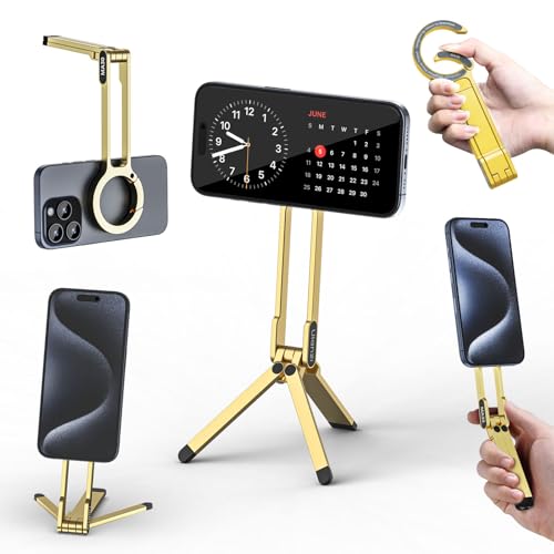 ULANZI MA30 Magnetic Phone Tripod Stand for iPhone - Aluminium Maglock Smartphone Mini Tripod Pocket Cell Phone Stand Strong Magnet Quick Mount Compatible with iPhone 17 16 15 14 13 12 Series, Gold - color: Gold