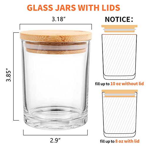 SUPMIND 12 Pack Glass Candle Jars-10oz Clear Empty Candle Jars with Bamboo Lids and Sticky Labels, Bulk Candle Jars for Making Candles Containers - Dishwasher Safe - color: Clear, size: 10oz