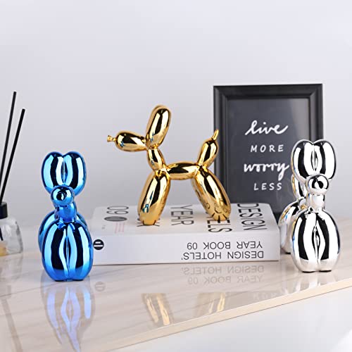 Silver Balloon Dog - Animal & Modern Sculpture Decor for Bedroom, Office & Preppy Room - color: Silver, size: 3.9*3.9*1.5inch