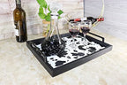 MCBZ Living Room Decorative Tray, Serving Tray, Coffee Table Tray, Leather Tray, Hardware Handle 16.5 x 12.6 inches (Black) - color: Black/White Cow Pattern