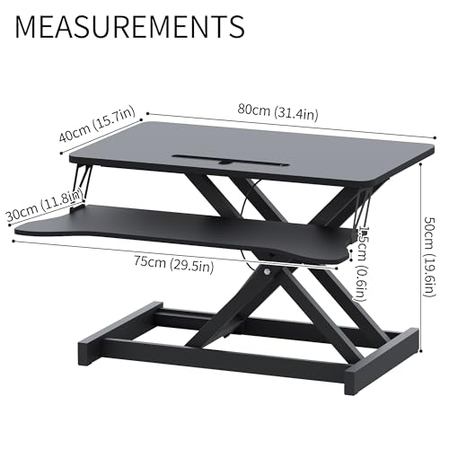 Panana Standing Desk Height Adjustable Sit to Stand Converter Stand Up Desk Tabletop Workstation Dual Monitor Desk Riser for Home Office (32") - size: 32"