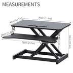 Panana Standing Desk Height Adjustable Sit to Stand Converter Stand Up Desk Tabletop Workstation Dual Monitor Desk Riser for Home Office (32") - size: 32"