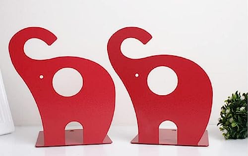 Wendin 1pair Cute Elephant Nonskid Bookends Art Bookend (red) - color: Red
