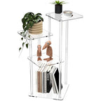 NiHome 4-Tier Clear Acrylic Side Table for Modern Homes, 27" High Easy Assembly Display Stand for LEGO Botanical Collection Sets,Figurine Display Shelf Riser for Plant Indoor,Collectibles & Room Decor