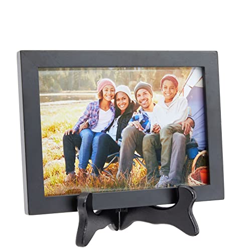 Juvale Wooden Plate Stands for Display - Plate Holders for Showcasing Collectible Items - Photo & Artwork Picture Holders for Tables - Lightweight & Sturdy Wood Display Stand - 6-Pack, 6 in, Black
