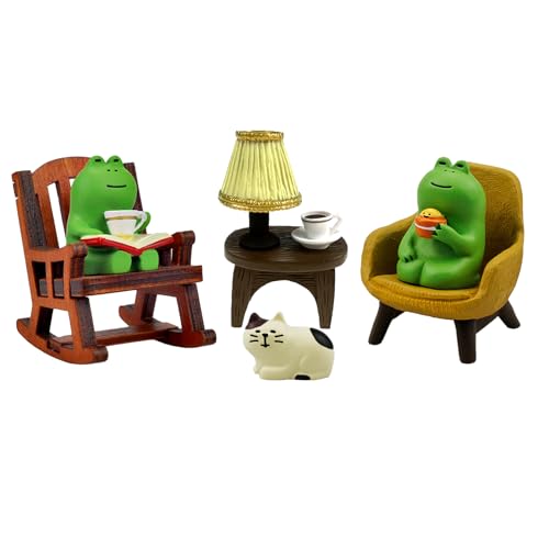 Refintural Miniature Frog Figurines Statue, Adorable Frog Collectibles for Desk and Bedroom Decor, Perfect Indoor Home Decorations and Gifts - color: Set6