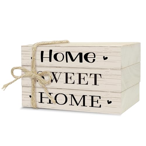 Mini Decorative Books For Home Decor, Small Wood Book Stack For Table Decor, Home Sweet Home decoration Books For Living Room Bookshelf, Farmhouse Stacked Books decoration（L52) - color: Home Sweet Home 7