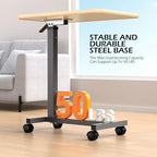 WOTURE Adjustable Overbed Table with Wheels, Pneumatic Height Adjustment, Ideal for Hospital Use or At Home as Bed Tray, Standing Desk, Bedridden & Mobility Needs, Maple - color: Maple