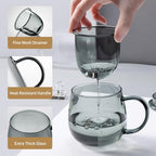 Glass Tea Cup with Infuser and Lid, 17.6oz/520ml Large Borosilicate Teacup, Clear Mug for Loose Leaf Tea, Blooming Tea, Tea Bags - Perfect Christmas or Birthday Gift for Men. - size: 17.6OZ