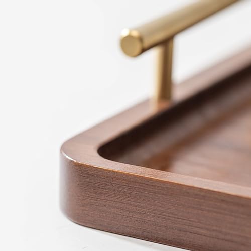 XZHXFX Bamboo Serving Tray with Gold Handles, Food Tray for Breakfast,Coffee Table,Dinner & Bar, Decorative Tray for Kitchen, Bedroom (Small) - size: 11.8" x 7.7" x 2"