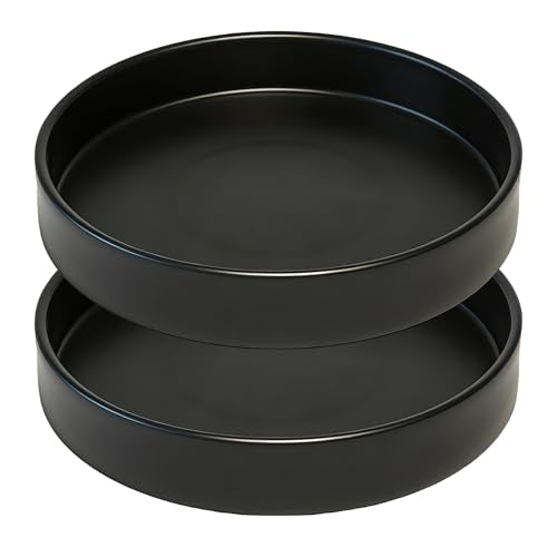 2 Pack 8 inch Plant Saucer Drip Tray, Heavy Sturdy Plastic Planter Flower Pot Drainage Tray Plate Saucers for Indoor Outdoor Garden, Plant Water Drip Trays for pots Base (8", Black) - color: Black, size: 8" - 2Pcs