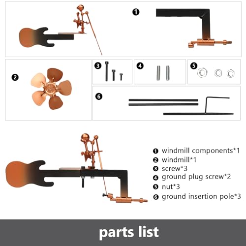 Guitar Windmill, Handmade Metal Guitar Windmill, Metal Rock Band Wind Mill for Yard and Garden, Wind Spinners Outdoor Art Sculpture Outdoor Percussionist Figurine Gift - size: Guitar