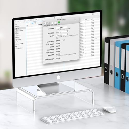 Acrylic Monitor & Laptop Stand Riser - Clear Computer & Laptop Stand for Desk - Compatible with iMac, MacBook & All Notebooks - White Aesthetic Decoration for Office & Home - style: 12.5''
